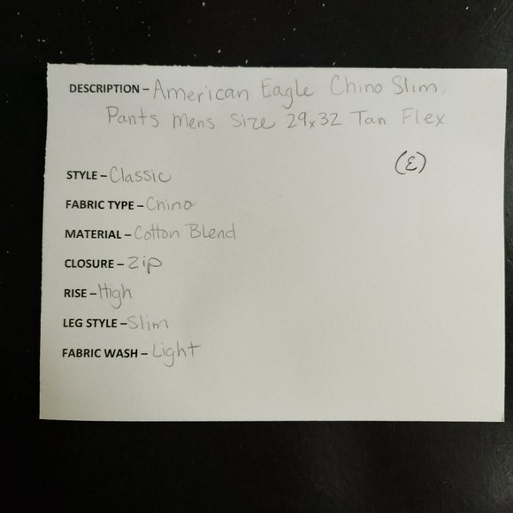 American Eagle Chino Slim Pants Men's Size 29/32 Tan Flex - Picture 10 of 11